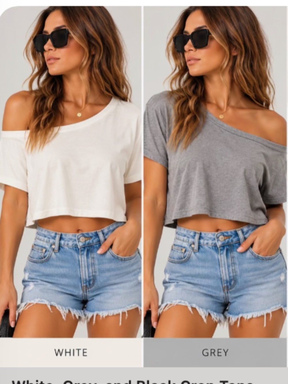 3 pack - Off the shoulder, crop top
